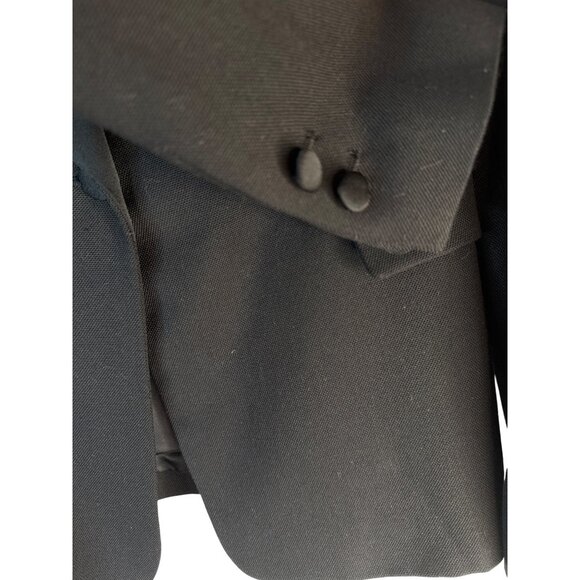 ZARA Small Jet Black Tuxedo Style Blazer Wool Blend Tailored Jacket One Button - Picture 11 of 15